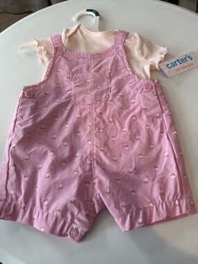 Carter's Light Pink Floral Print Short Overalls